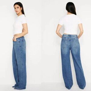 Good American Good 90s Relaxed Jeans Blue541 Medium Wash Womens 14/32